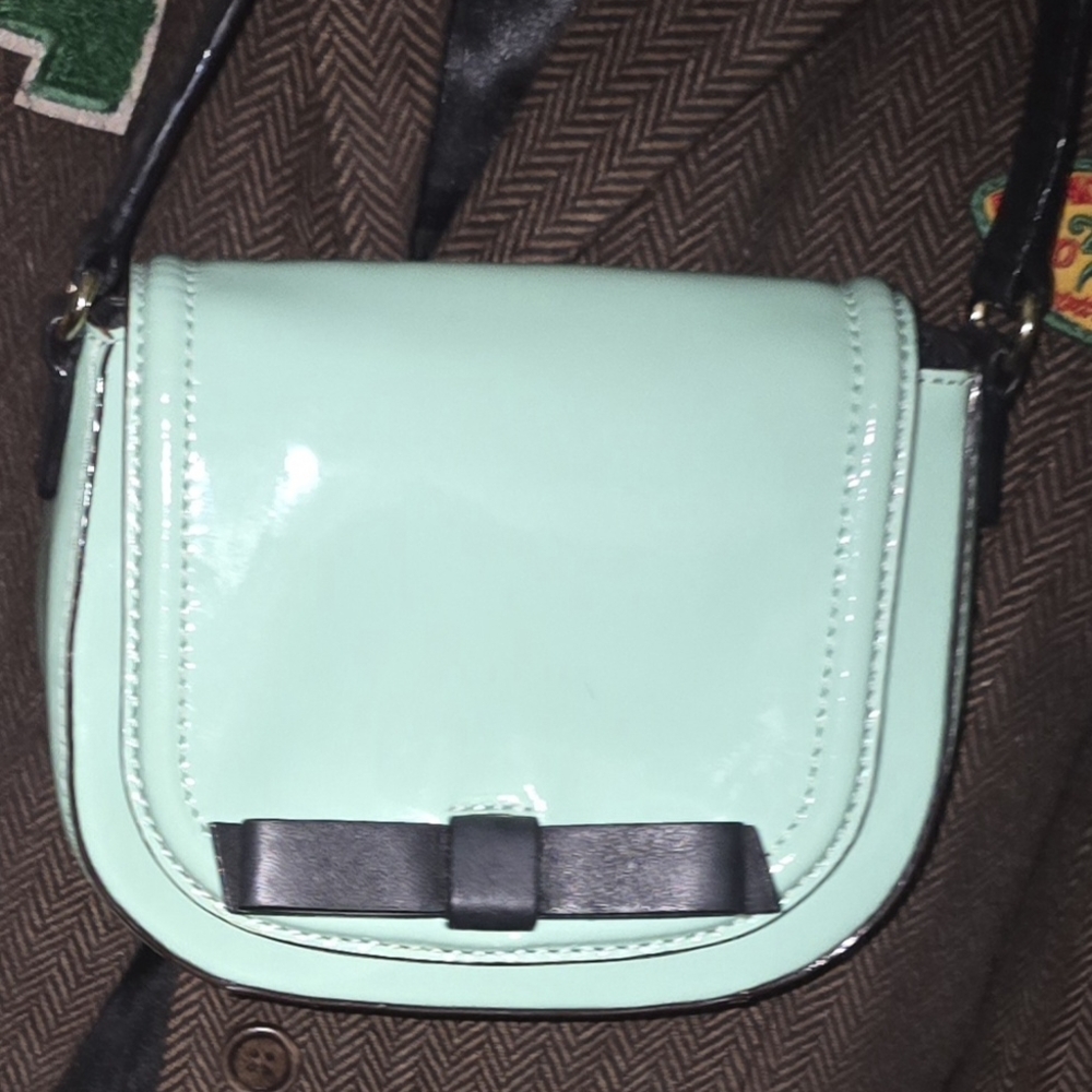 Kate Spade Mint Green Crossbody Bag with Black Bow